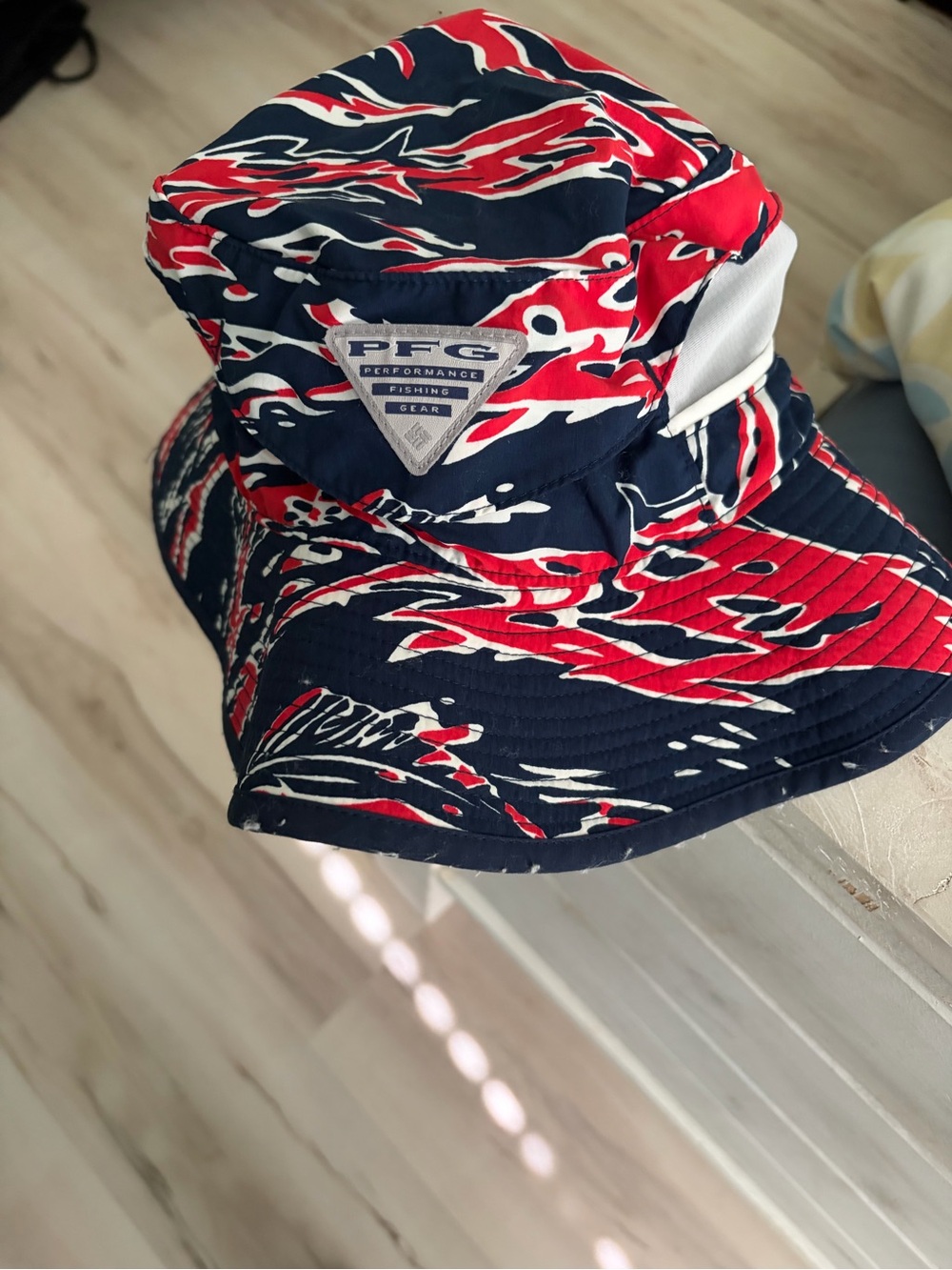 Columbia PFG Red, Navy & White Camo-Print Bucket Hat